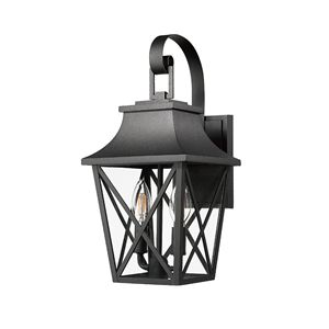 <b>Large</b> Modern 2-Light Outdoor Wall <b>Lantern</b> Black Industrial Style Porch Light Fixture with Glass Modern Outdoor Wall Sconce - Product Image 1