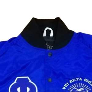 Chaqueta Bomber Negra Desgastada con Cuello Alto Phi Beta Sigma para Hombre, Ajuste Cómodo, Tejido Premium, Resistente al Viento y Transpirable - Product Image 5