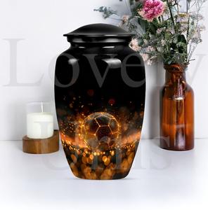 Urna funeraria con diseño de balón de fútbol, distintiva urna conmemorativa femenina para cenizas, urna de cremación para cenizas humanas, recuerdo decorativo. - Product Image 3
