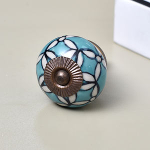 Lot de poignées de meuble en céramique verte, style campagnard français, motif floral vintage, à trou unique, pour armoires et tiroirs - Product Image 3