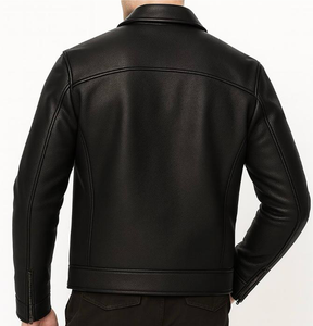 Chaqueta de Cuero Genuino Nueva para Hombre, Chaqueta de Invierno con Cuello Alto, Abrigo de Cuero Real, Talla Grande, a la Moda - Product Image 3