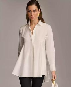 Túnica de popelina con botones Acampanados para Mujer | Donna Karan New York - Product Image 1