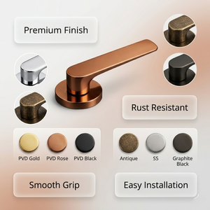 Juego de Manijas para Cerradura de Embutir HI SAFE |   Manija de Puerta de Acero Inoxidable de Primera Calidad |   Diseño Moderno de Lujo |   Acabado en Oro Antiguo Negro Grafito - Product Image 5