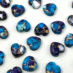 Dalia violeta rara, cabujón en forma de corazón de cobre y turquesa, piedra preciosa suelta para la fabricación de joyas - Product Image 4