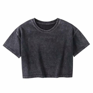Women's Oversized Denim T-Shirt Short Sleeve O-Neck Solid Color Casual Washed 100% Cotton Anti-UV Front Logo Top - Product Image 4
