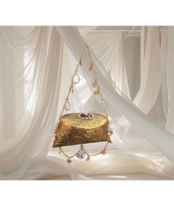 Bolso Potli Decorado con Perlas de Satén de Lujo Hecho a Mano por F S INTERNATIONAL para Mujer |   Bolso de mano tradicional moderno para novias | - Product Image 3