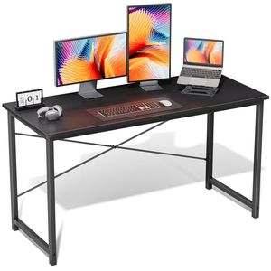 Scrivania Moderna in Legno da 55 Pollici con Borsa Portaoggetti e Gancio in Ferro, Tavolo da Gaming Nero per Casa e Ufficio - Product Image 1