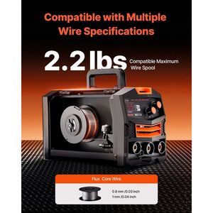 Soldadora MIG Sinérgica de 130 Amperios, Portátil, 110V, Inversor IGBT, Soldadora sin Gas con Núcleo Fundente, Máquina de Alto Rendimiento para Soldadura - Product Image 6