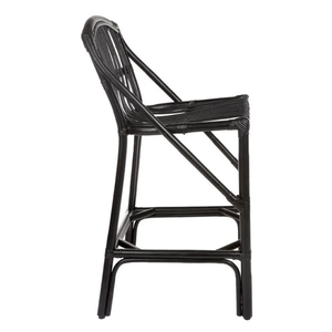 Tabouret de bar en rotin naturel noir de haute qualité, confortable, fabriqué par des artisans vietnamiens - Product Image 5