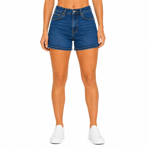 Women's High Waisted Denim <b>Shorts</b> Light Wash Solid Pattern Casual Summer Wear 100% Cotton Regular Fit Straight-leg Style - Product Image 1