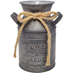 Bidon à lait vintage galvanisé avec bande de corde rustique, artisanal, conçu pour les intérieurs décoratifs et fonctionnels - Product Image 1