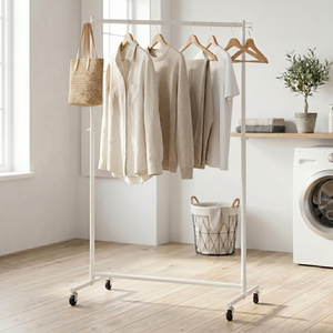 Perchero de Acero Minimalista con Ruedas para Colgar Ropa y Bolsos, Organizador Ecológico, Armario Portátil, Almacenamiento para el Hogar - Product Image 6