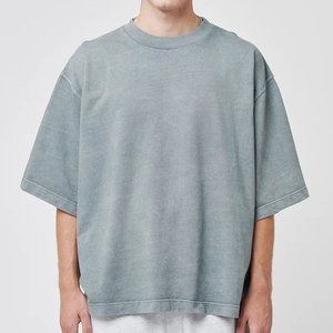 Men's 100% Cotton Oversize <b>T</b>-<b>Shirt</b> Solid Color Anti-Wrinkle Loose Fitted Casual Style Customizable <b>Length</b> 300 Grams Jersey <b>Long</b> - Product Image 2