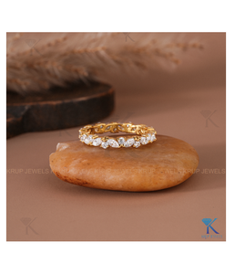 Exclusive Marquise and Round Brilliant Eternity Band Solid Gold Ring for Women Elegant Wedding or Cocktail Ring <b>Fine</b> Jewelry - Product Image 2