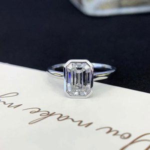 Handmade Brass <b>Crystal</b> <b>Ring</b> Large Emerald Cut Clear Gemstone Minimalist Boho Statement Jewelry Wholesale by Hari Om Creations - Product Image 3