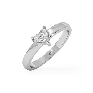 Bague en diamant naturel en forme de cœur en argent sterling 925 |   Bague d'amour minimaliste pour femmes - Product Image 1