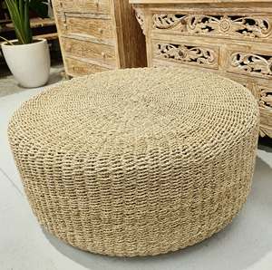 Pouf en jonc de mer tressé naturel de haute qualité avec coussin, fabriqué par KingCraftViet – Meilleure vente - Product Image 2