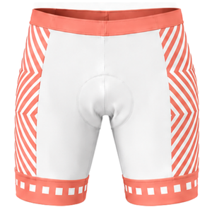 Short de cyclisme blanc corail rose, rembourré, respirant, séchage rapide, extensible, pour la course sur route, l'entraînement, les performances sportives - Product Image 1