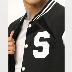 Veste universitaire noire et blanche pour homme, imprimé lettre S, col rabattu, fermeture boutonnée, coupe classique, style décontracté pour l'automne - Product Image 5