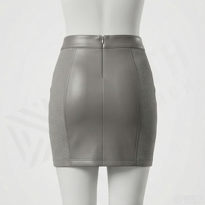 Minifalda de cintura alta de piel sintética para mujer, estilo lápiz con bloques de color, sexy y ajustada, estilo club - Product Image 2