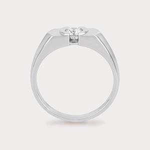 Bague solitaire pour homme en or blanc 14 carats avec diamant rond brillant de 1 carat cultivé en laboratoire, sertissage semi-cerclé - Product Image 3