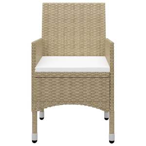 Conjunto de Bistró de Ratán Sintético Beige con Acero con Recubrimiento en Polvo y Vidrio Templado para Muebles de Patio - Product Image 5