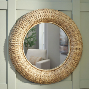 Miroir décoratif rond en jacinthe d'eau, prix avantageux, décoration murale pour salon, provenance Vietnam. - Product Image 4