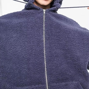 Veste zippée à capuche en jersey imprimé doux, pull marron confortable avec poche avant, capuche ajustable, décontractée et chaude pour homme, coupe oversize, ODM - Product Image 4