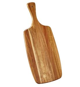 Planche à découper en bois d'acacia, design ovale, poignée facile à saisir, épaisse, durable, sûre pour les couteaux, idéale pour la découpe, le service et l'utilisation quotidienne en cuisine - Product Image 6