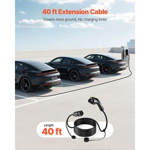 Cavo di Prolunga per Caricabatterie EV da 40A e 40 Piedi per Caricatori di Veicoli Elettrici 120V/240V SAE J1772 - Nuovo - Product Image 3