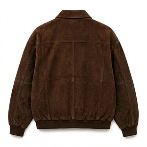 Chaqueta de Motociclista para Hombre en PU Marrón, Cuello Camisero, Cierre de Cremallera, Estilo Casual para Invierno, Diseño Sólido Teñido, Logotipo Frontal - Product Image 2