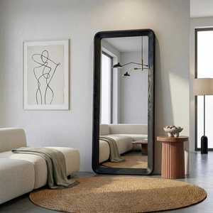 Handcrafted Modern Eco-Friendly Wooden <b>Rectangular</b> Framed Decorative Accent Wall <b>Mirror</b> for Bedroom Living Room Hallway Entryway - Product Image 4