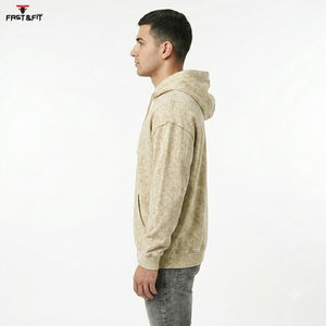เสื้อฮู้ดดี้สีพื้นเรียบง่าย สวมใส่สบาย ราคาสุดคุ้ม สำหรับผู้ชาย ทรงโอเวอร์ไซส์ ล้างสีแบบแอซิดวอช - Product Image 3