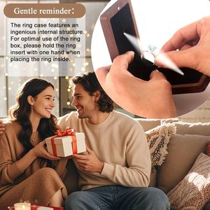 Wooden Engagement Ring Box For Proposal Valentine's Day Jewelry Gift Box Wood Rotating Wedding Day Ring Box With Led Light Gift - Product Image 1