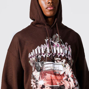 Men Streetwear Screen Print <b>Hoodie</b> Cotton Pullover Sweatshirt Casual Long Sleeve Hooded Top Fashion Custom Wholesale Clothing - Product Image 3