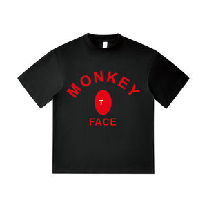 Camiseta extragrande negra T Face Monkey, camiseta informal de manga corta unisex para hombre - Product Image 3