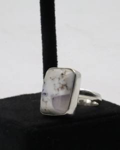 Bague ajustable en agate naturelle pour femme – Bague en argent allemand faite à la main avec pierre d'agate, bijoux bohèmes en pierres précieuses - Product Image 4
