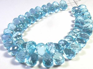 Cuentas de Cristal de Cuarzo Hidroacuamarina Sintética de Alta Calidad en Forma de Lágrima, Hilo de 8 Pulgadas, 10x7mm, Azules, Perforadas Lateralmente, Sueltas, Facetadas, Transparentes - Product Image 4