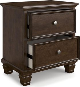Table de chevet classique en bois massif de haute qualité avec finition brun foncé pour chambre à coucher - Product Image 3