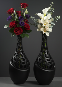 Juego de jarrones de flores modernos de aluminio fundido negro mate, diseño escultural abstracto con textura de coral hueca para decoración artística del hogar. - Product Image 5