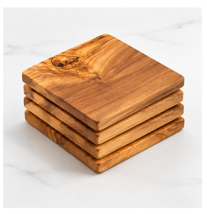 Handcrafted Premium Olive Wood Coasters Set Natural Grain Square Luxury Customizable Home Hotel Restaurant Drink Tableware - Product Image 2