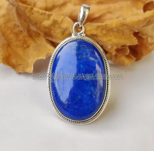 Lapis Lazuli ขนาดใหญ่สร้อยคอจี้เงินจี้ธรรมชาติ Lapis Lazuli ของขวัญจี้สีฟ้าขนาดใหญ่สร้อยคอยาว - Product Image 4