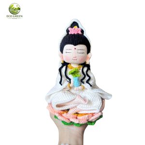 ตุ๊กตาถักโครเชต์พระพุทธเจ้าพระโพธิสัตว์อามิกุรุมิ พร้อมฐานดอกบัว ชุดของขวัญผ้าฝ้ายตกแต่ง - Product Image 4