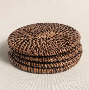 แผ่นรองแก้วหวายสไตล์โบโฮ แผ่นรองจานหวายดีไซน์สวยที่สุด แผ่นรองแก้วหวายขายดีที่สุด - Product Image 1