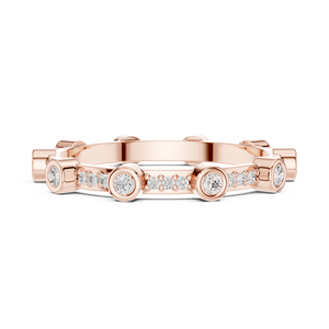 Bague éternité en or rose et diamants pour femme, diamants taille ronde, bijoux pour mariage et anniversaire - Product Image 1