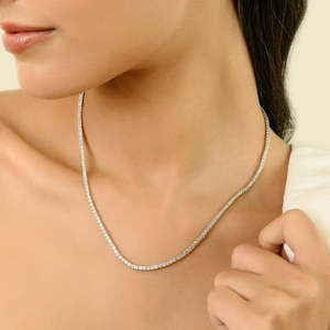Natural Diamond Wedding Necklace 6.72 Ct Vintage Style 14K Gold - Product Image 1
