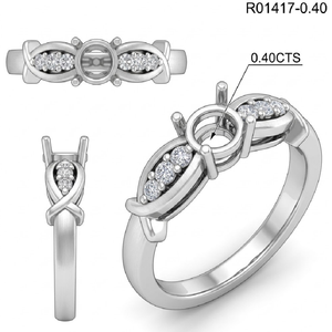 Bijoux d'usine directe de logo personnalisé de haute qualité 18k solide or blanc véritable diamant forme ronde moderne support semi-anneau pour dame - Product Image 6