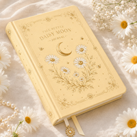 Carnet LABON personnalisé « Pale Butter Daisy Moon » avec feuille d'or céleste, couverture rigide en cuir PU, esthétique, à grille pointillée, cadeau de luxe