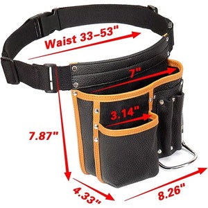 Sacoche de ceinture pour outils de charpentier, noir et orange, sangle réglable, durable, multi-poches, organisateur de rangement pour outils - Product Image 5