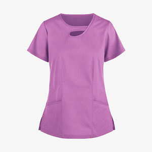 Wholesale Unisex Knitted Short Sleeve Nursing <b>Scrub</b> <b>Top</b> with Custom Logo High Quality Breathable & Comfortable - Product Image 3